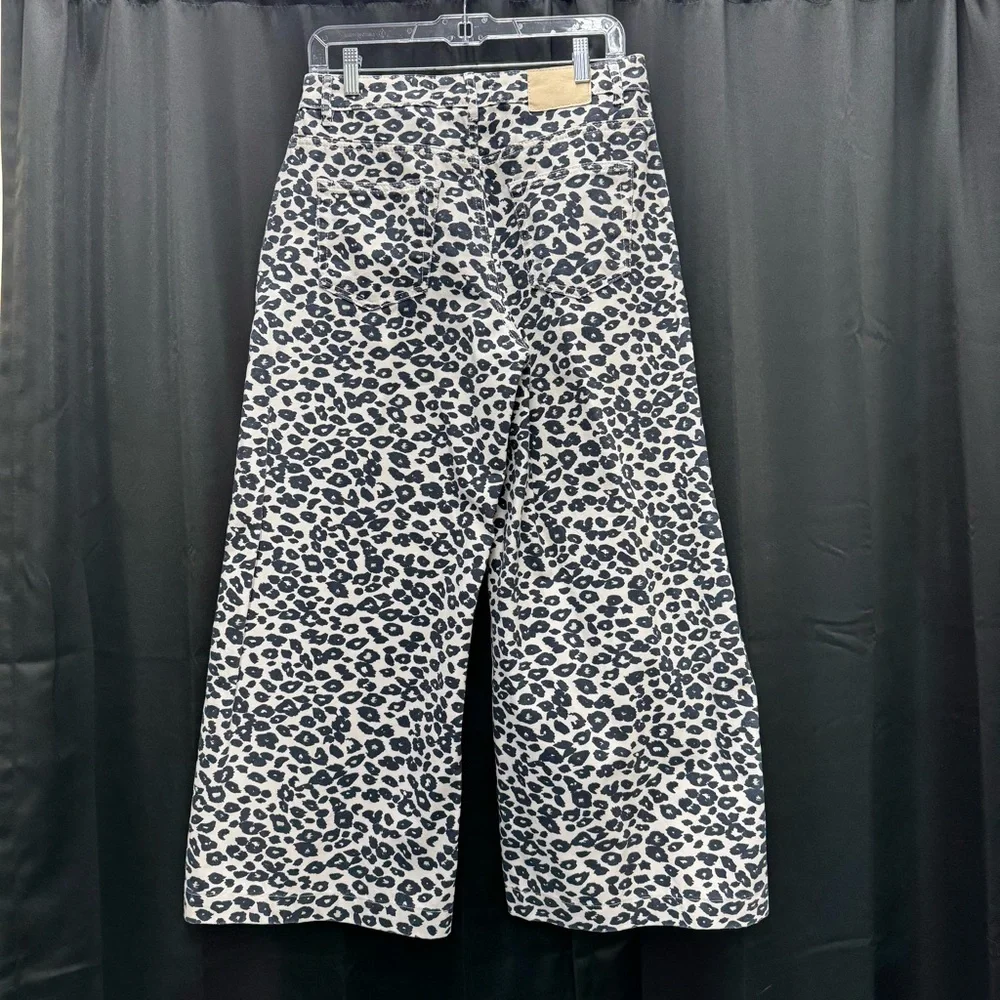 Zara Black and Cream Animal Print Pants